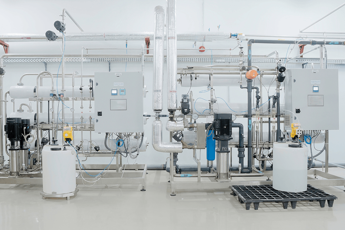 A white building with pipes