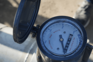 A closeup of a mechanical dial face.