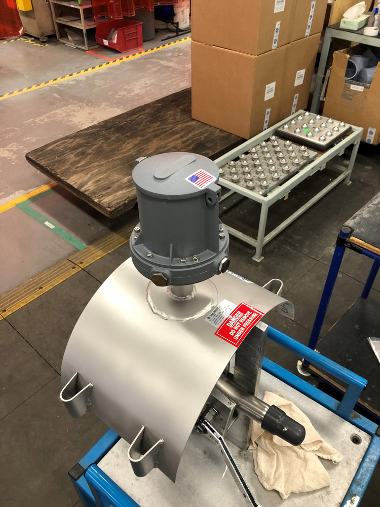 A 14-inch McMag2000 manufactured for a surface water application, featuring the easily identifiable larger saddle.