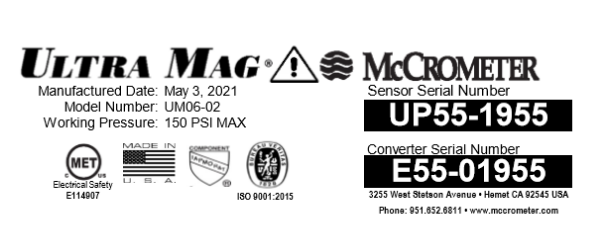 The Ultra Mag product sticker notating NSF certification.