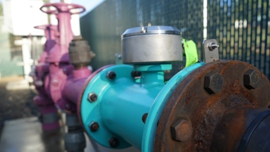 Figure 2. Adding IoT-ready, flange-mount, full-bore electromagnetic (mag) meters compatible with popular communications protocols — such as Verizon, AT&T, Sensus, and Itron — to new or upgraded areas of water distribution infrastructure can help even small utilities set up DMAs to identify NRW losses.