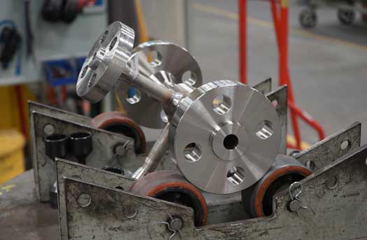 A V-Cone with flangeolet taps 90° apart to accommodate limited spacing