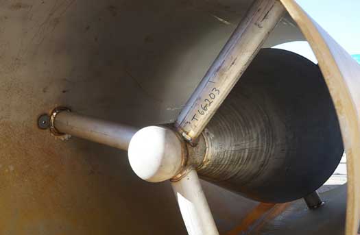 A view inside a large line size, 3-gusset V-Cone awaiting shipment